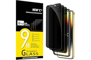 NEW'C 3 Pack Privacy for iPhone 14 Pro Max Screen Protector (6.7 inches), Anti-Spy Tempered Glass Film,Case Friendly Ultra Re