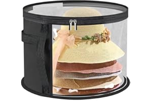 Liahelianx Oversized Clear Hat Storage Organizer for Women&Men-Holds 7 Hats,Foldable Dustproof Round Travel Hat Box with Carr
