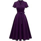 Wedtrend Women's Vintage Tea Dress, Short Sleeve Cocktail Party Dress Work Church Casual Dress