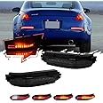 TurningMax 4 in1 For 2003 2004 2005 2006 2007 2008 2009 Nissan 350Z Rear Fog Backup Reverse Light & Brake Light Sequential Turn Signal Lamps Smoked Lens