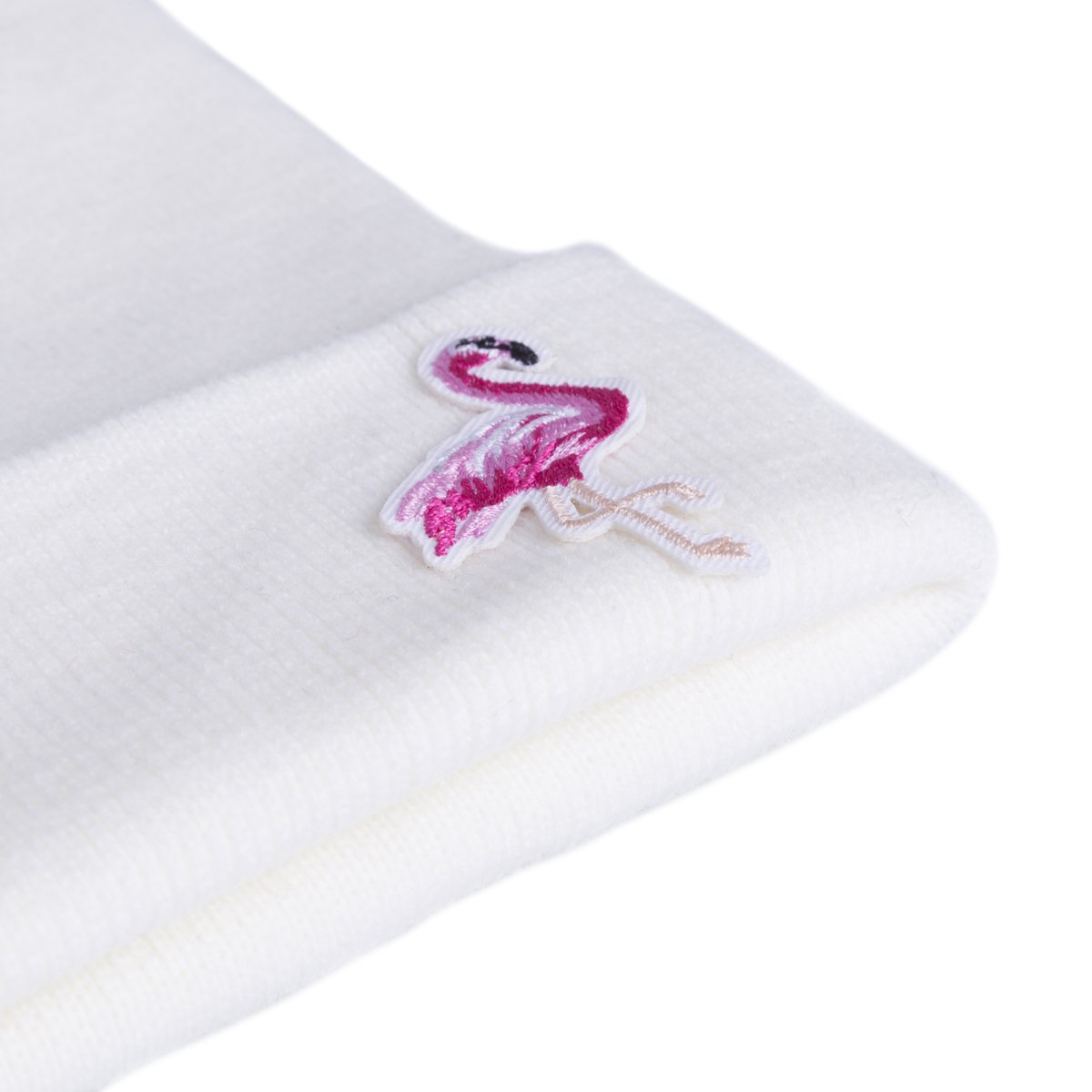 Women Flamingo Knitted Beanie Fashion Cuffed Plain Winter Hat (White)…