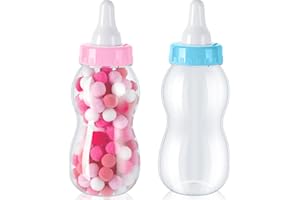 Tessco for you 2 Pcs Large Baby Milk Bottle Fillable Baby Shower 11 x 4 Inch Piggy Bank Plastic Container for Game and Gender Reveal Celebrations Party Favor Gift Decor (Pink,Blue)