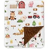 Farm Animals Baby Blankets, Minky Blanket for Boys Girl with Double Layer Dotted Backing for Infant Toddler, 30x40 inches Warm Soft Lightweight Nursery Bed Blanket Crib, Farming Blankets