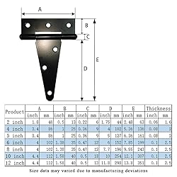 HLMOptimo Heavy Duty T Hinge Tee Hinge T Strap