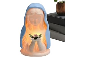 Virgin Mary Statue Lamp, Resin Blessed Mother Mary Night Light, Devotional Prayer Figure Lighting,Soothing Warm Lighting Craf