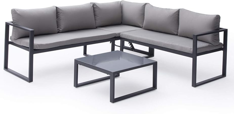 Salon De Jardin Modulable Ibiza En Tissu Gris 4 Places Aluminium Anthracite Amazon Fr Jardin