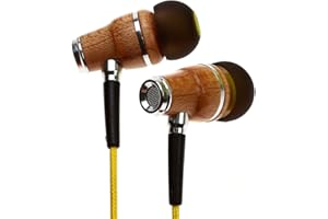Symphonized NRG Premium Genuine Wood in-Ear Noise-Isolating Headphones with Microphone, Yellow
