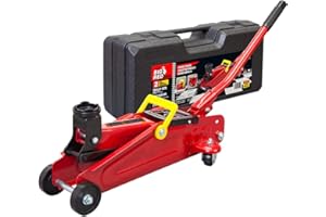 Big RED TAM820014S Torin Hydraulic Trolley Service/Floor Jack with Blow Mold Carrying Storage Case, 1.5 Ton (3,000 lb) Capacity, Red