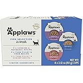Applaws Natural Wet Cat Food, 8 Count, Limited Ingredient Cat Food Pots, Fish Variety Count in Broth, 2.12oz Pots