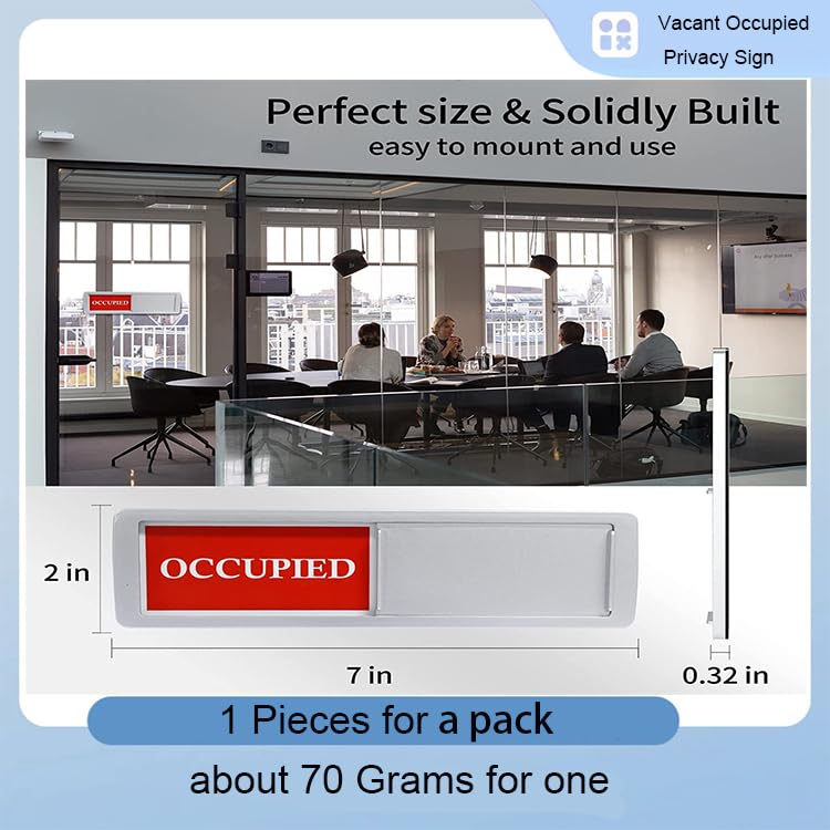 Yevtaht Vacant Occupied Privacy Sign, Door Sign For Home Office Restroom Conference Hotels Hospital, Slider Indicator Tells Whether Room Or Occupied, 7'' X 2'' - Silver