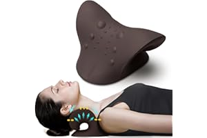 nbstep Neck Cloud - Cervical Traction Device, Neck and Shoulder Relaxer for Neck Pain Relief, Neck Hump Corrector and TMJ Relief, Neck Traction (Saddle Brown)