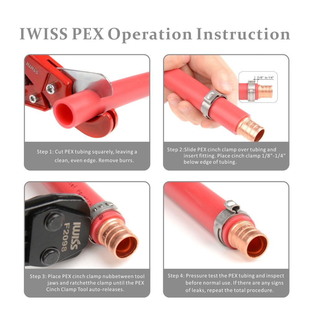 IWISS PEX Cinch Clamp/Ear Hose Clamps Crimping Tool for Stainless Steel