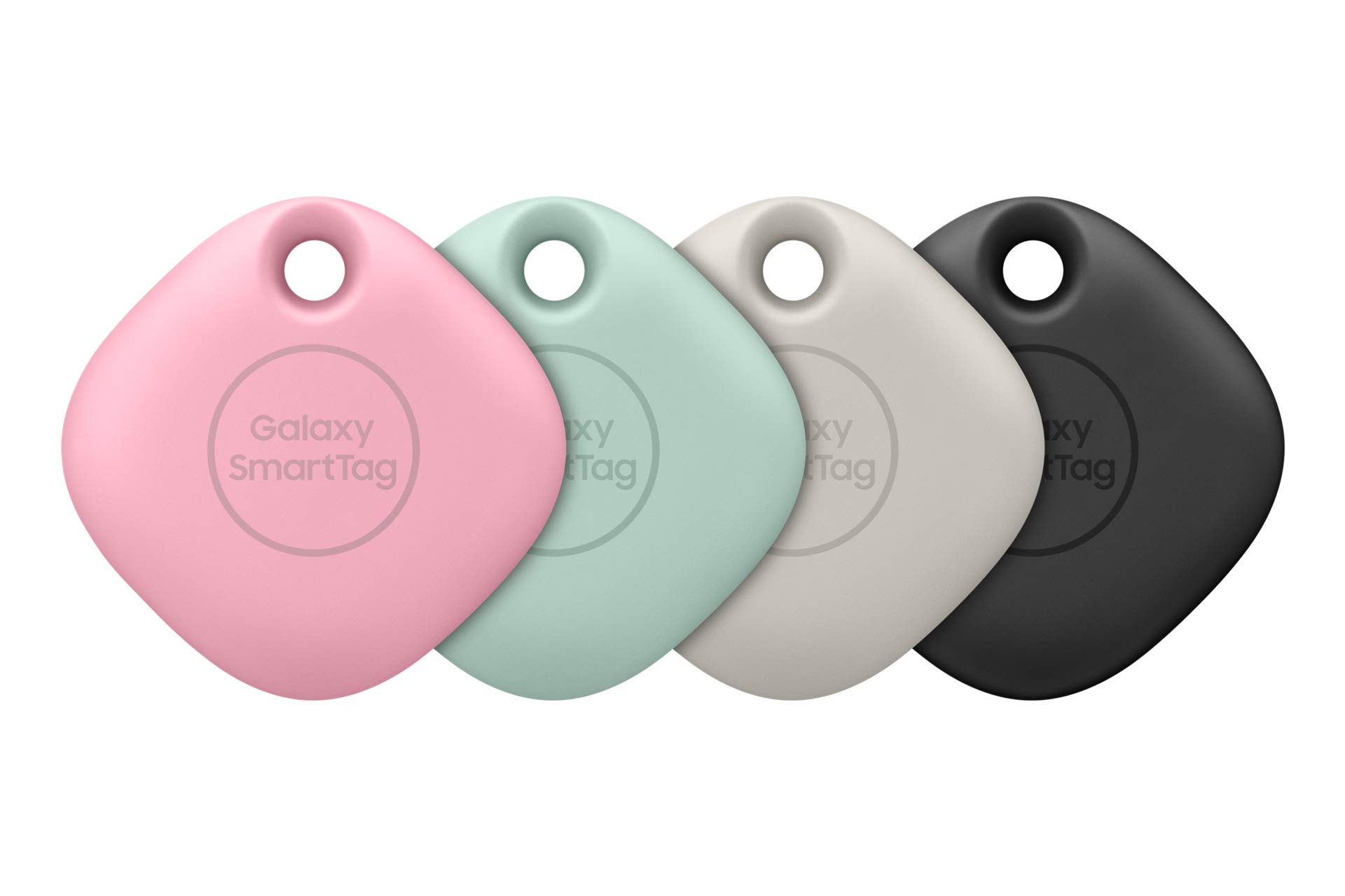 Samsung Galaxy SmartTag Bluetooth Item Finder and Key Finder, 120m Finding Range, 4 Pack, Black, Oatmeal, Pink & Mint (UK Version)