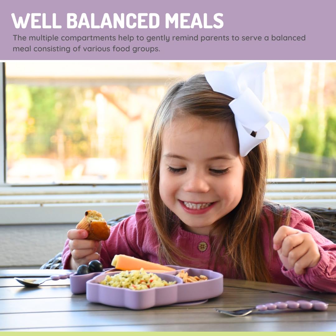 melii Divided Silicone Suction Plate for Babies and Toddlers – 100% BPA-Free, Dishwasher, Microwave Safe, Non-Toxic Baby Feeding Plate - Fits Most High Chairs, Age 6 Months - (Cat)