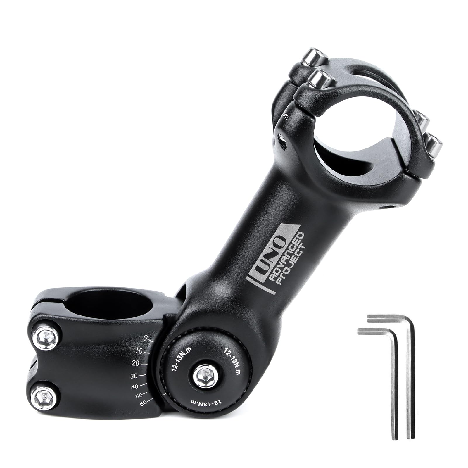 BESNIN Bike Stem 25.4mm 130mm Adjustable MTB Stem 0~60 Degree, Aluminum Alloy Handlebar Stem for BMX, Mountain Bike, Road Bike