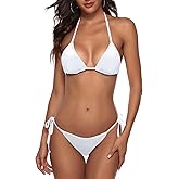 Women Two Piece Bikini Swimsuit Sexy Bathing Suits Halter Triangle Tops String Bikini Sets