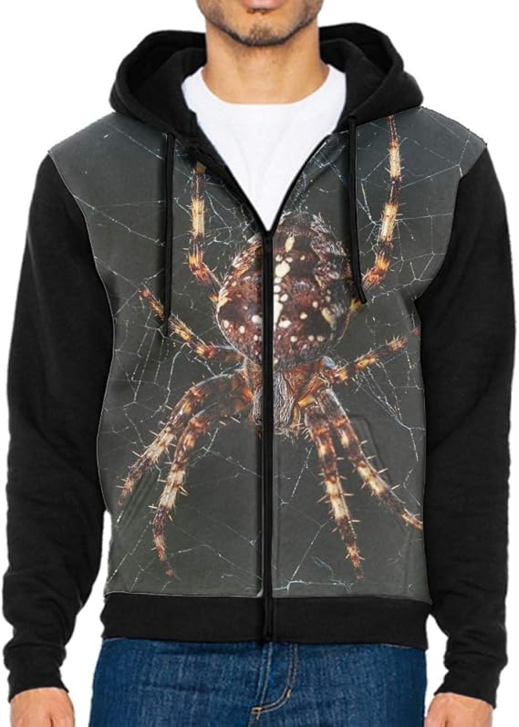 Amazon.com: Men's Spider Web Insect Paws Drawstring Hoodies Zip Up Hooded Sweatshirt Pockets 
