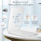 FUNTOUCH Rechargeable Travel Makeup Mirror with Lights, 3 Color Dimming view 2