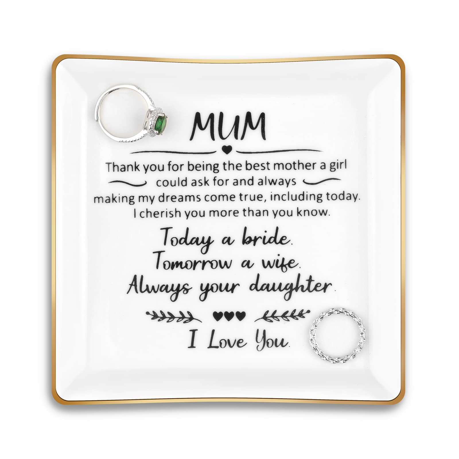 Titanape Mother of The Bride Gifts for Mum Trinket Dish, Decorative Ring Dish Jewellery Dish Tray, Bride to Be Gifts for Mum, Mother and Daughter Present — image 1
