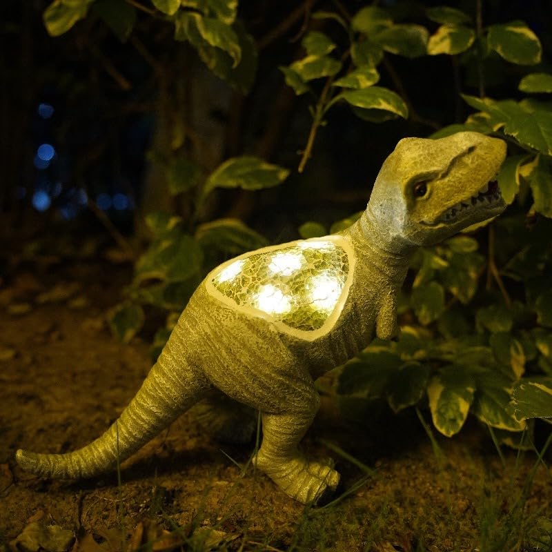 Solar Garden Statue Dinosaur Figurine Light- Garden Outdoor Art Decor with Solar Light for Patio,Balcony,Yard, Lawn-Unique Housewarming Gift for Garden Mom Grandma Friends