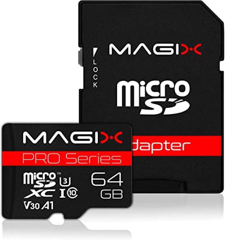 Magix 64GB microSD Card Class 10 U3 V30, 95MB/s Read Speed, PRO Series, SD