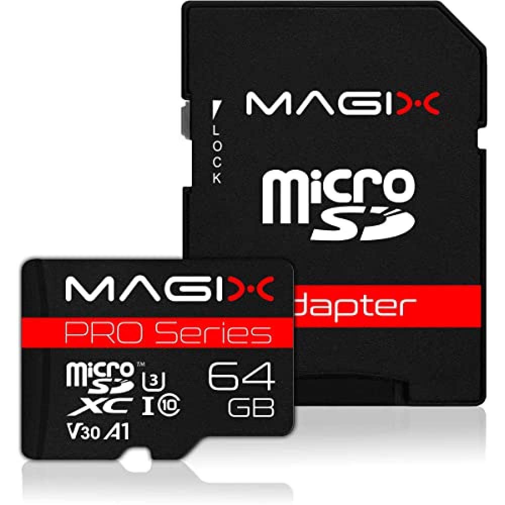 Magix 64GB microSD Card Class10 V30 U3, Read Speed Up to 95 MB/s, PRO Series (SD Adapter Included)