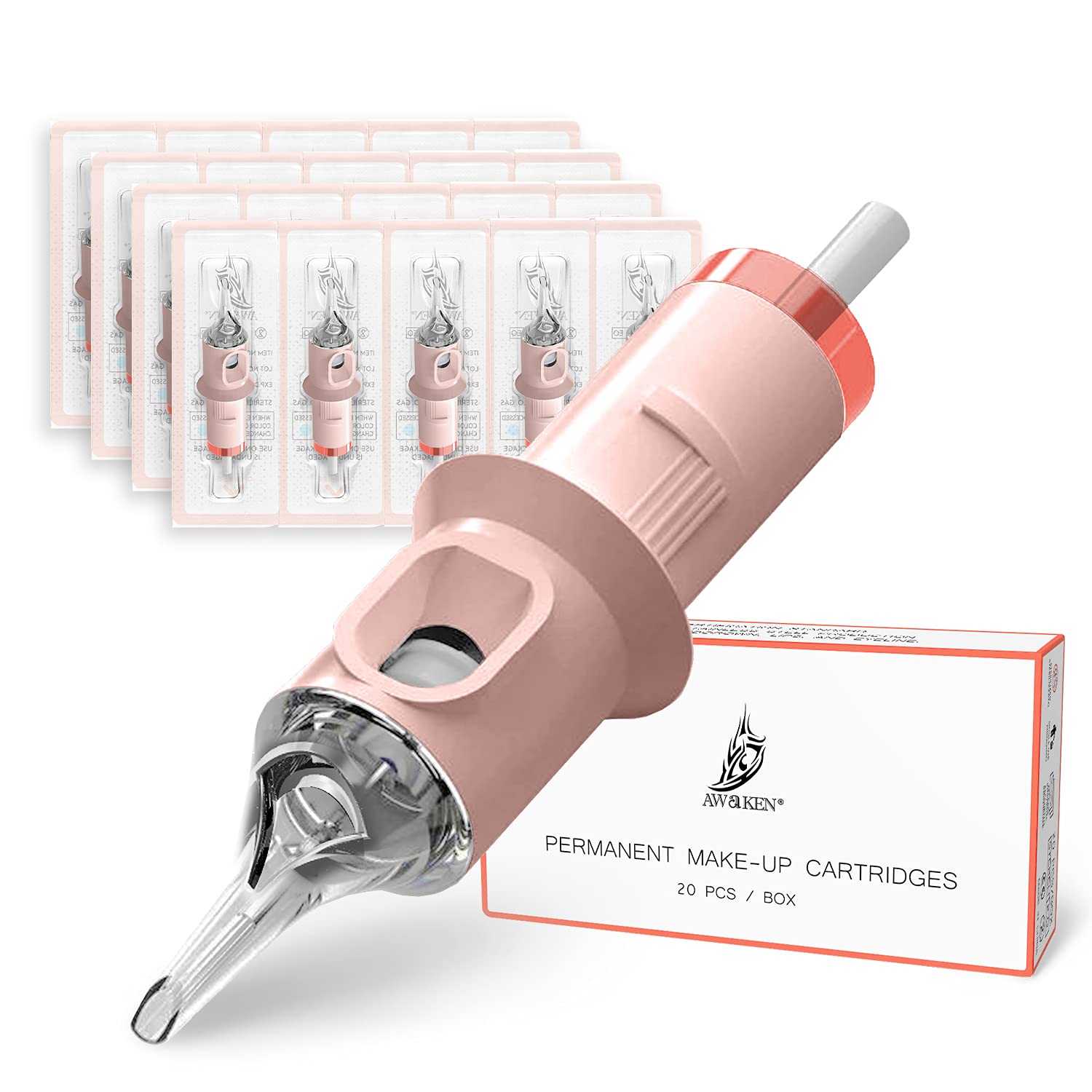 AWAKEN Cartridge Needles Dermograph PMU Tattoo Round Liner 3 Pin Medium Taper Disposable Eyebrows Lip Eyeliner Makeup