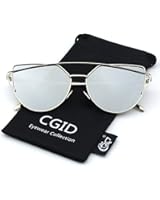 SojoS Cat Eye Mirrored Flat Lenses Street Fashion Metal