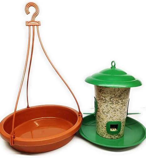 Homogard HOMEZILLA Bird Food Feeder and Water Feeder Set with Hanging Hook for Love Birds Like Sparrow,Dove and Hen etc.