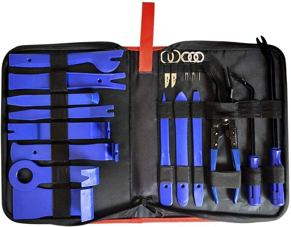 CNIKESIN 19Pcs Car Trim Removal, Door Panel Removal Tool, Plastic Trim Remover, Auto Clips And Fastener Clips Removal Tool Kit