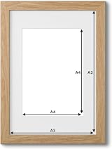 Fabian Clarke London A3 Modern Oak Frame with White A4 Mount Portrait or view 2