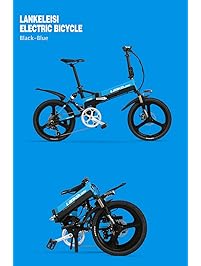 LANKELEISI Electric bike G550-20 Inch 48 V/240 W 10 AH Lithium 7-Speed - Folding Full Suspension Bicycle - 5 Gears