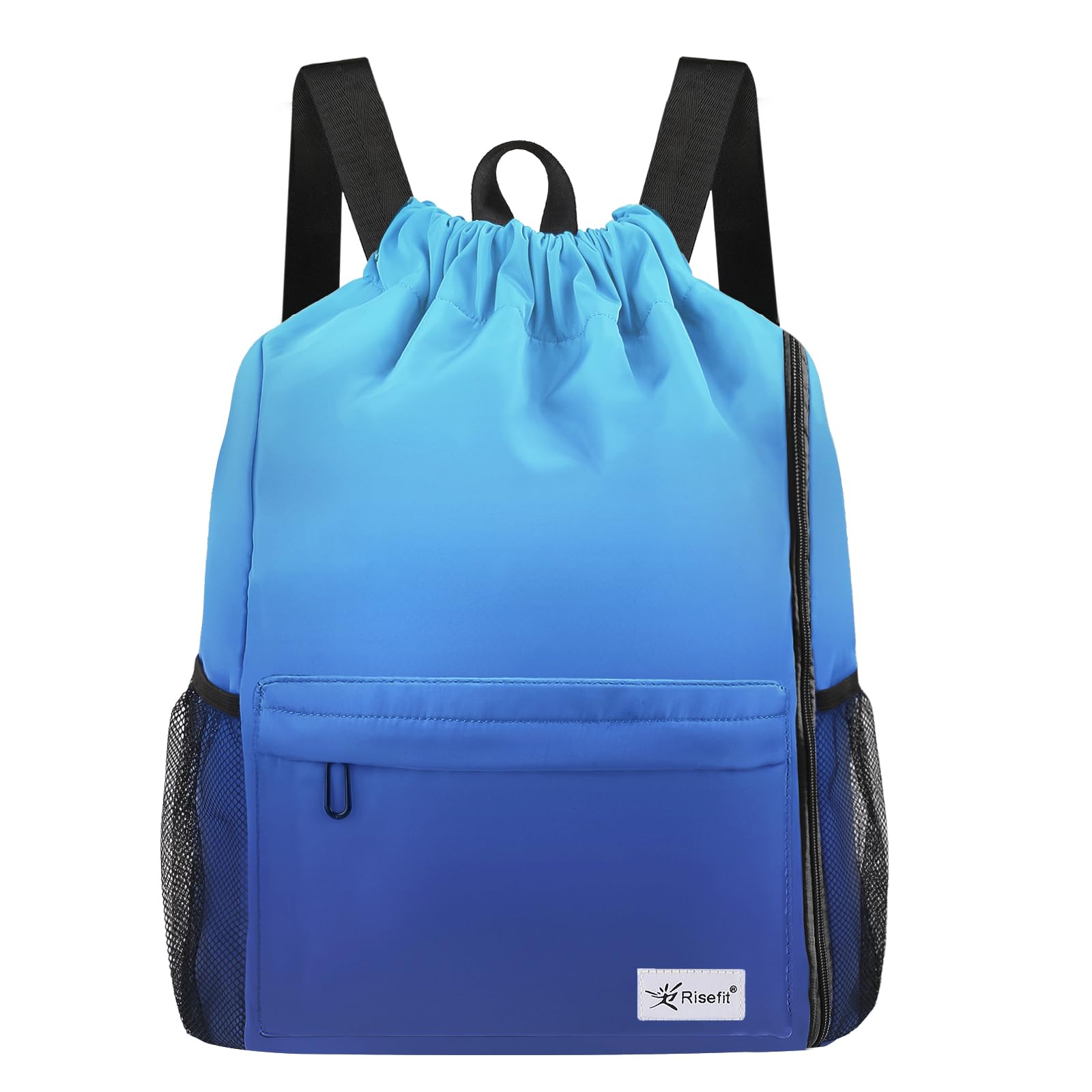 Risefit Waterproof Drawstring Bags String Backpack, Swim Bags PE Gym Bags Sports Backpacks Swimming Bags for Adults, Kids - Men Women Girls Boys