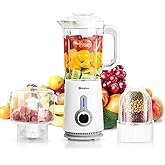 Simplus 42oz Blender for Smoothies with 2-Cup Food Processor & 1-Cup Vegetable Food Chopper, High Speed Blenders with 2 Speeds and Pulse for Puree, Nuts and Shakes
