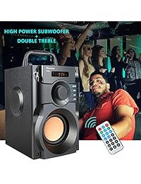 Altavoz Bluetooth portátil de 10 W con graves pesados, altavoz inalámbrico para exteriores, reproductor de MP3, línea de altavoces, soporte de mando a distancia, radio FM, tarjeta TF, pantalla LCD para el hogar, fiesta, teléfono, ordenador, PC