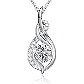 Fimewon Infinity Moissanite Necklace for Women Dainty Silver Pendant Necklace Gifts for Her Valentine's Day Gifts