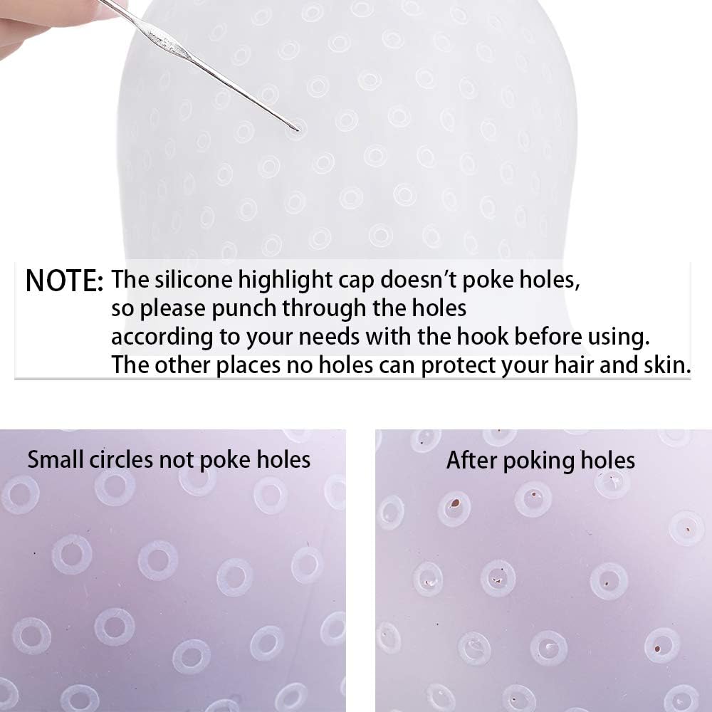2 Pack Silicone Highlight Caps Set for Color Hair Professional Reusable