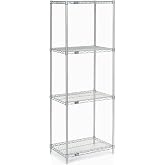 Nexel 4-Shelf Wire Shelving Unit, Silver Finish, 24" W x 24" L x 74" H