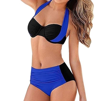OIKAY Damen Bikini Set Bikini für mollige Bügel Push up Striped Badebekleidung Bikini Oberteil Punkte
