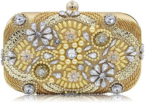 Women Bag Lady Clutch Purse Colorful Flower Beaded Bridal Wedding evening Bags