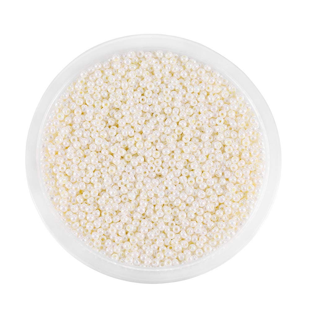 Around 9000pcs Opaque Glass Seed Beads Round Pony Bead Mini Spacer Beads 2mm for Jewellery Making Hair Accessories Beadwork Craft (Ivory)