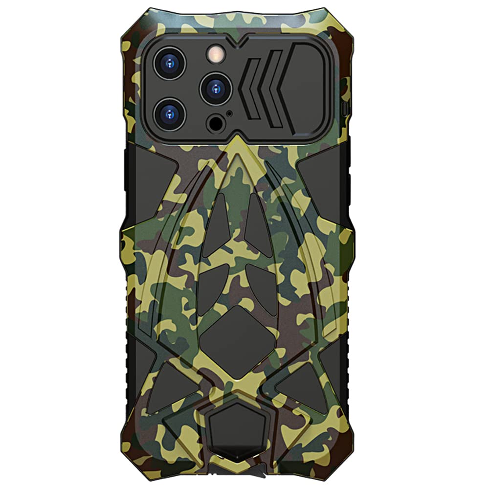CeeEee Metal Case for iPhone 13 Pro Shockproof Cover with Aluminium and Silicone Rubber Hybrid Triple Layer Military Grade Drop Protection Cover - Camo — image 1