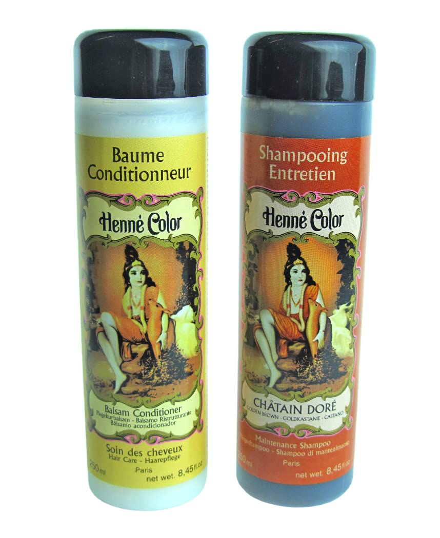 Henna Hair Golden Brown SHAMPOO + Balsam CONDITIONER 250ml each Henne Hair Care Maintenance Chatain Dore/Goldkastanie/Castano
