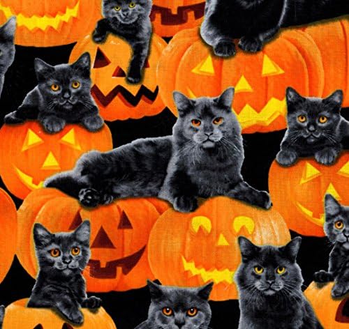 Fat Quarter Depot Black Cats Pumpkins Cotton FQ