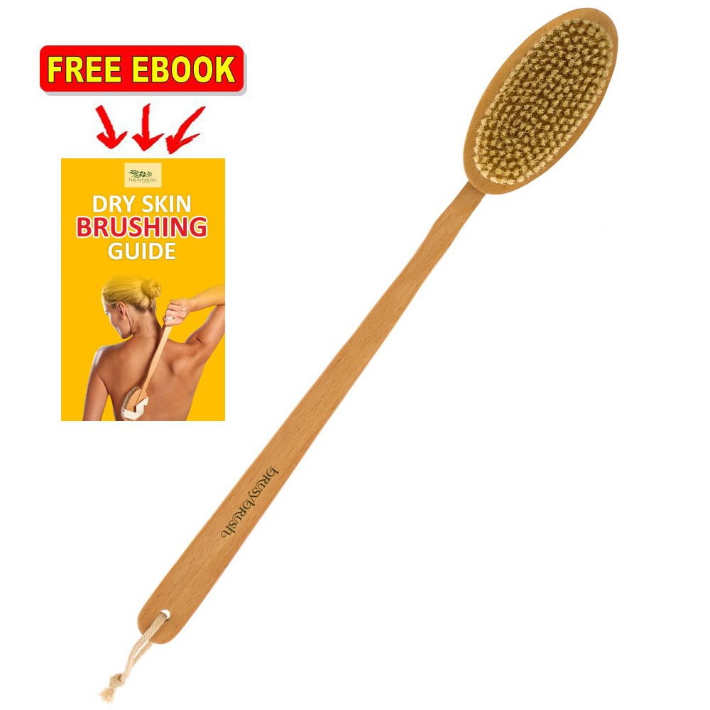 Brusybrush Extra Long Handle Bath Brush Beech Wood