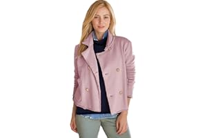 Malajisi Women's Cropped Pea Coat Notched Lapel Double Breasted Trench Overcoat Blazer Jacket with Pockets