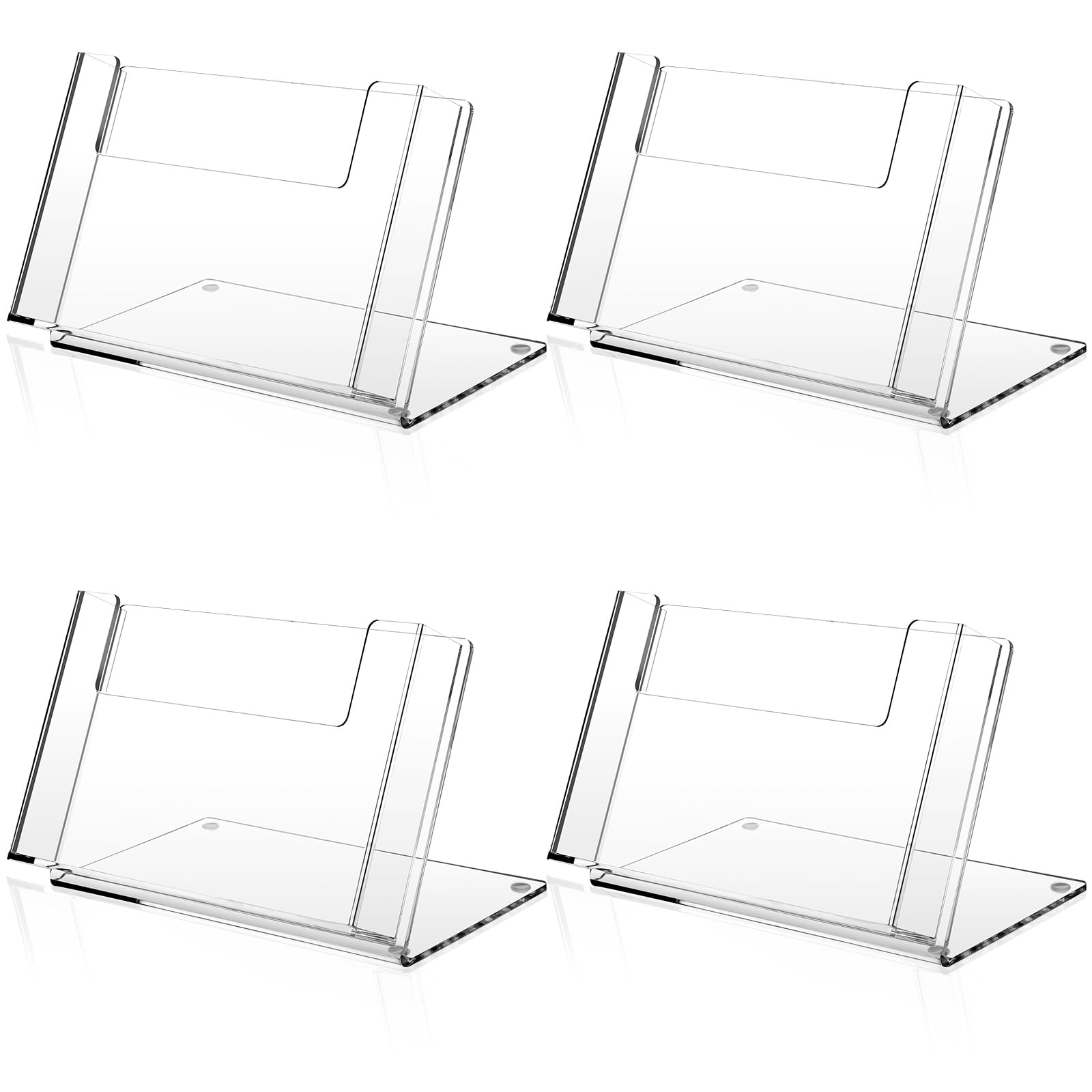 Photo 1 of Threehoney 4 Pcs Postcard Acrylic Brochure Holder Organizer 4 x 6 Inch Flyer Display Stand Clear Greeting Card Display Magazine Holder for Card Organizer Desk Table Home Office Menu
