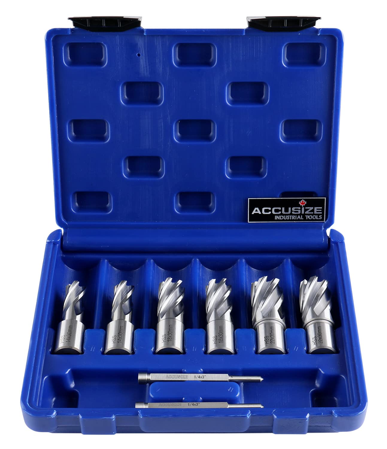 Accusize Industrial Tools Slugger Cutter Set 14, 18, 22mm Cutting Dia.; 30mm Cutting Depth, 0519-0030