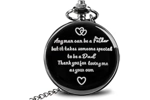 KUCHEY Fathers Day Dad Gifts from Daughter Son, Birthday Gifts for Grandpa Husband Step Dad Personalized Pocket Watch with Chain