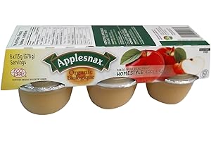Applesnax - Organic Apple Sauce Cups, Homestyle, 6 Cups, 113g each.